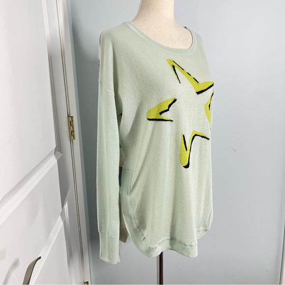 Lisa Todd 100% cashmere star print back stripes sweater size L - Picture 7 of 13